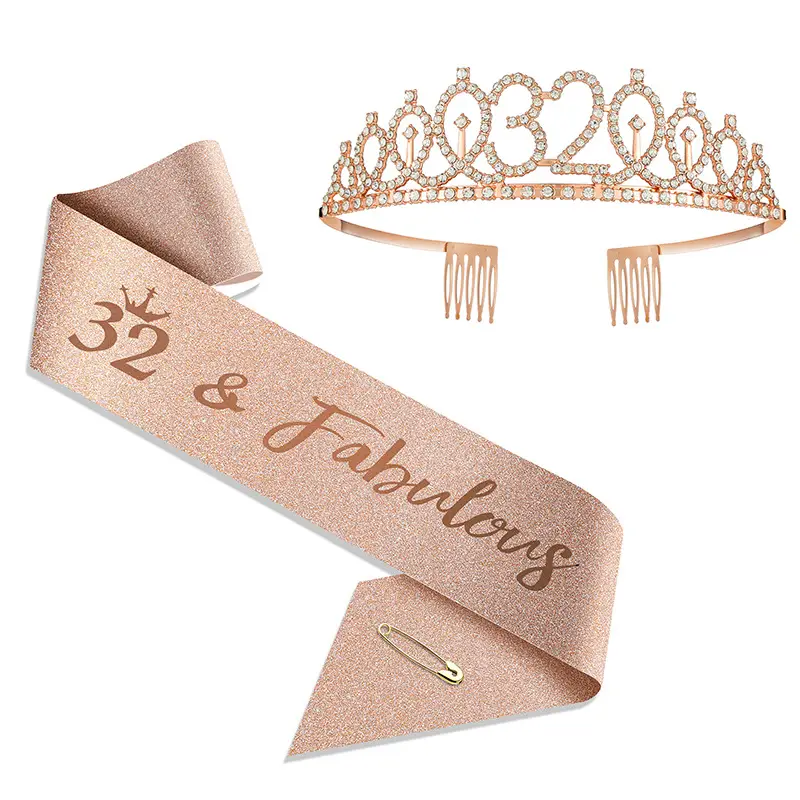 18th Birthday Crown Headband with Ribbon & Safety Pin - Image 81