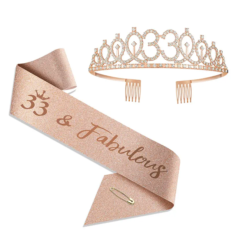 18th Birthday Crown Headband with Ribbon & Safety Pin - Image 82