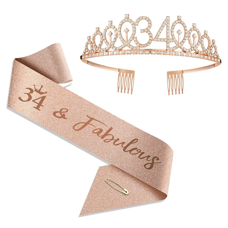 18th Birthday Crown Headband with Ribbon & Safety Pin - Image 83