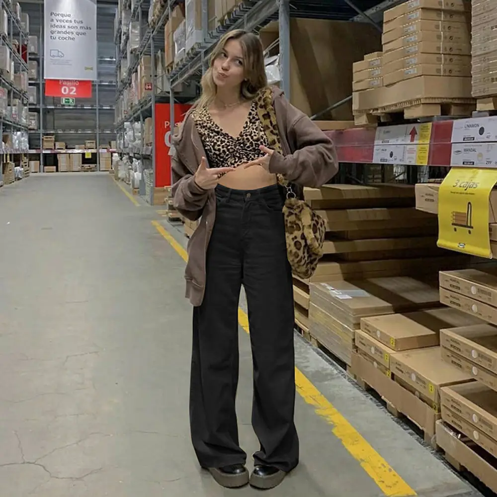 2024 Women's Cross-Border Pants Solid Color Retro Corduroy High Waist Casual Long Slim Wide Leg Pants - Image 3