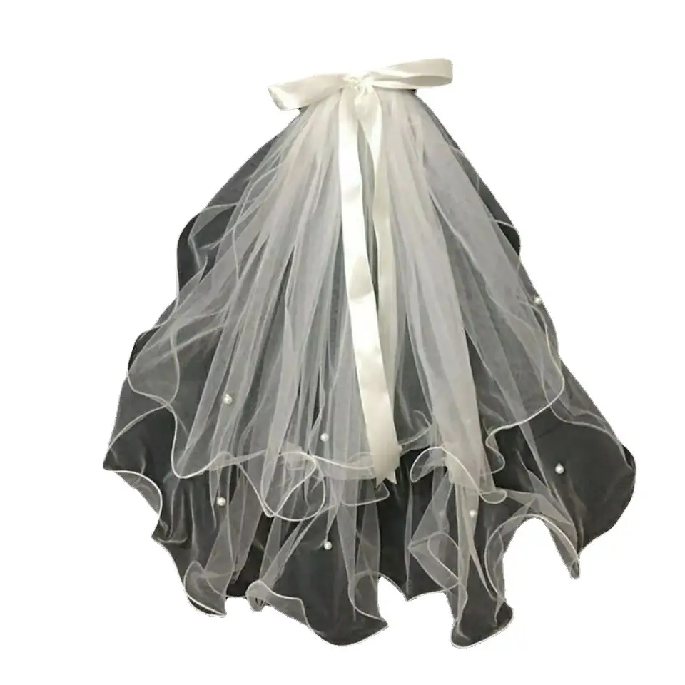New Hair Bridal Net Bow with Pearl Accents