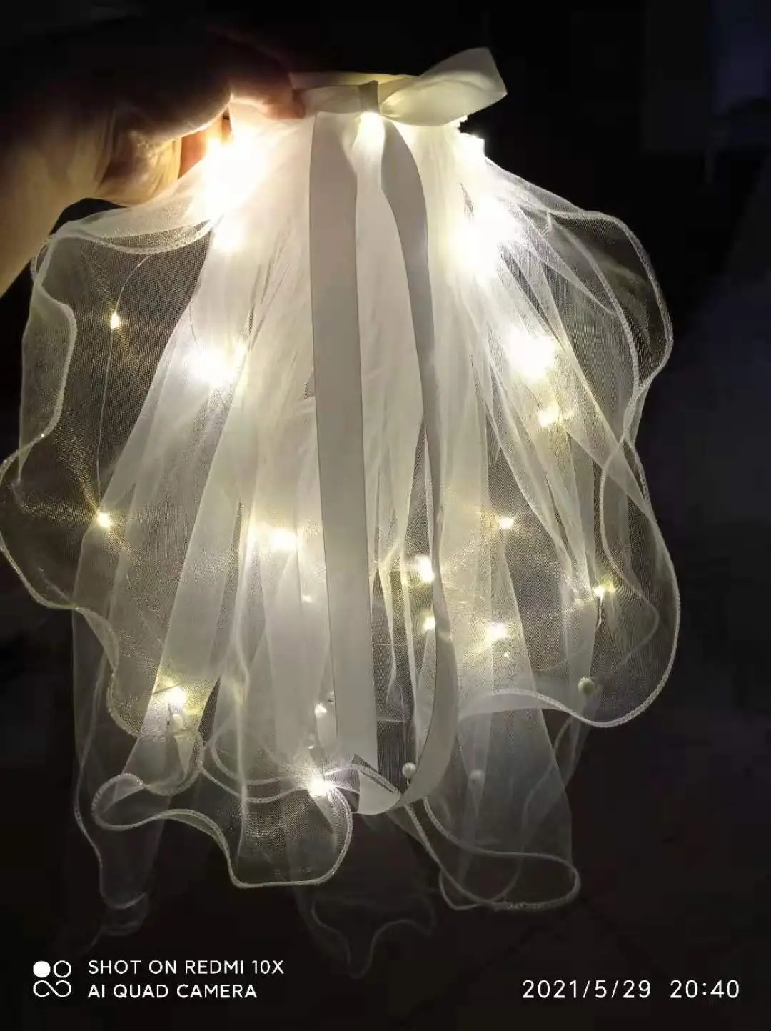 New Hair Bridal Net Bow with Pearl Accents