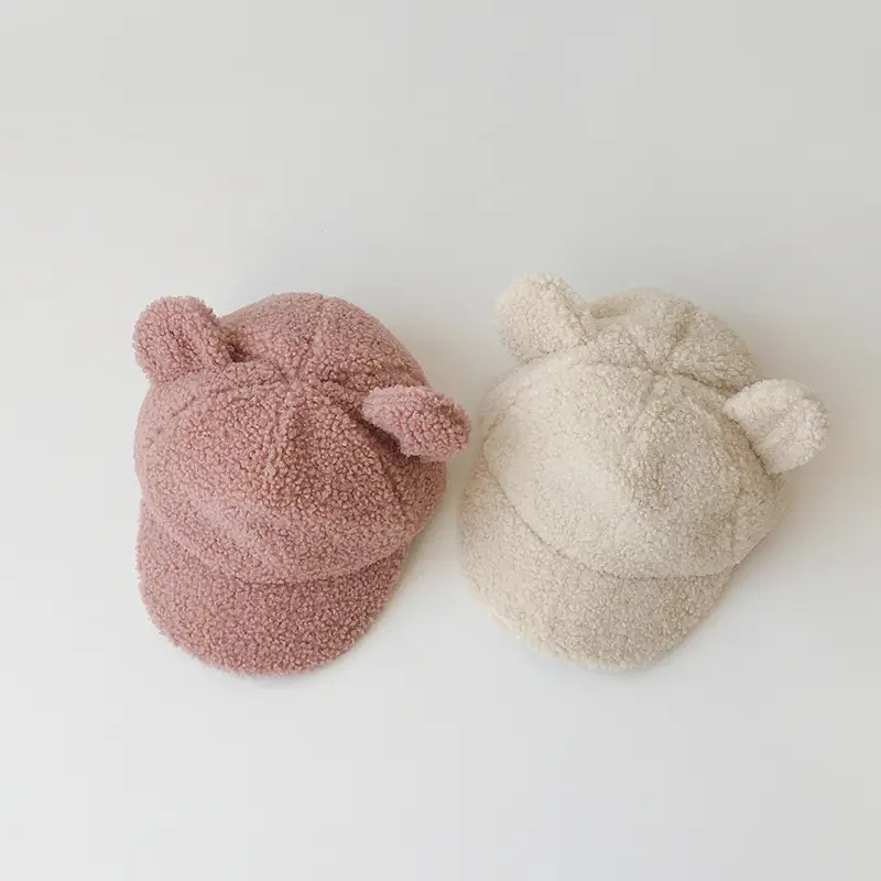 Black Wool Bear Ears Hat for Girls Winter Warm Cap - Image 4
