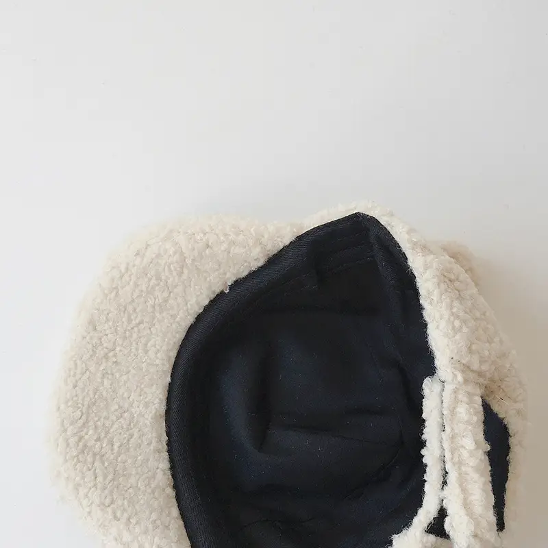 Black Wool Bear Ears Hat for Girls Winter Warm Cap - Image 5