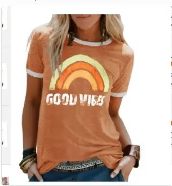 2024 Good Vibes Rainbow Printed T-Shirt - Image 9