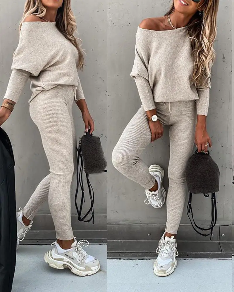 2021 Brown Loose Fit Sports Trousers Set - Image 6