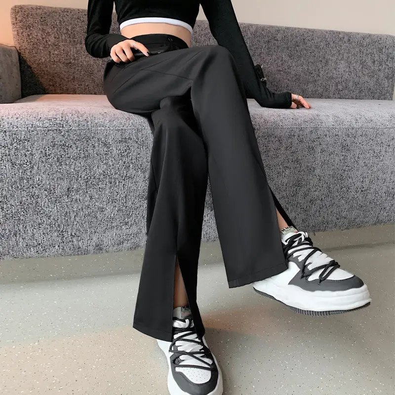 Women's Black Wide Leg Pants Spring Autumn 2021 - Image 3