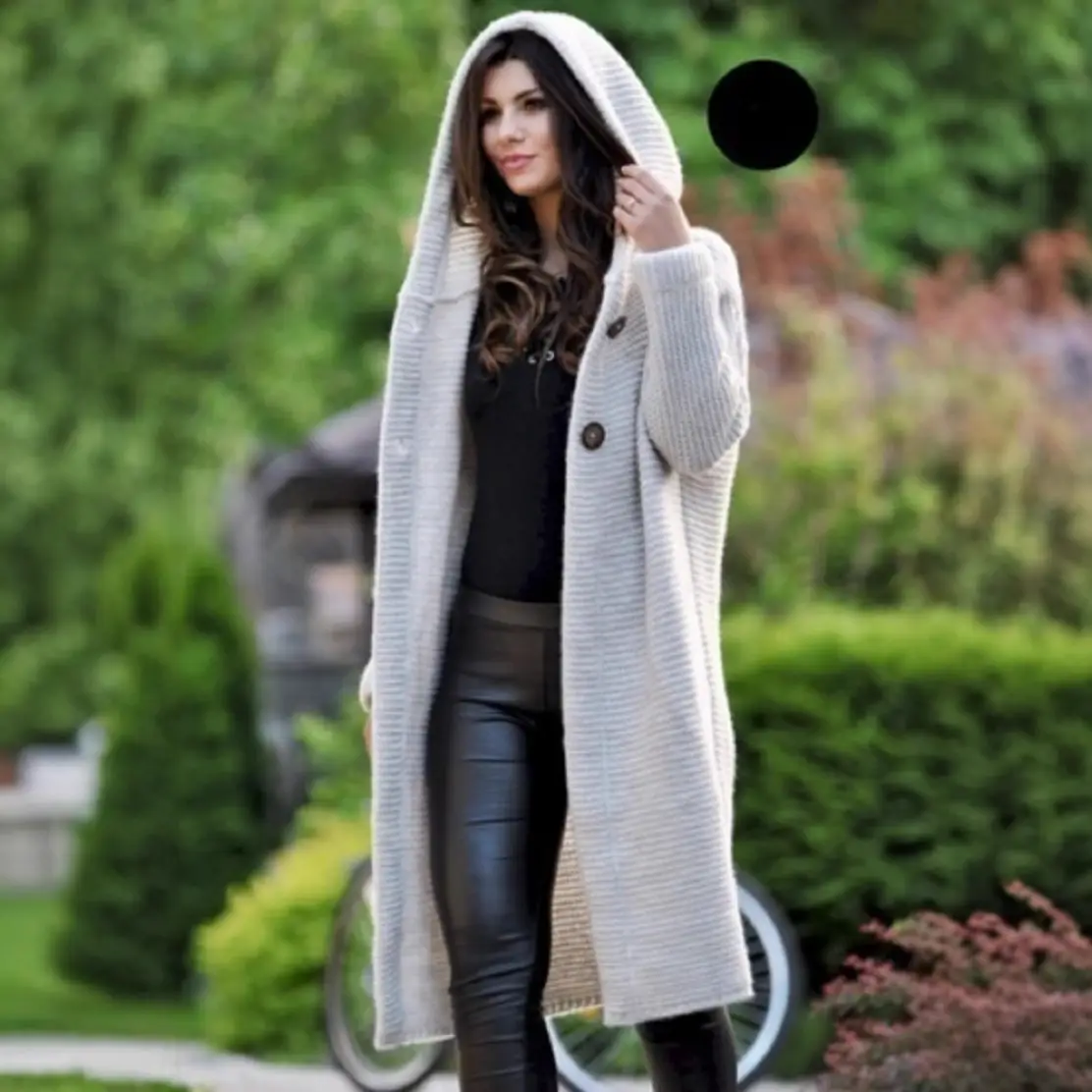 Women's Knitted Cardigan Sweater Large Size Mid-Length - Image 11