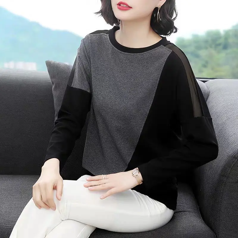 Two Color Long Sleeve T-Shirt for Women Red Black
