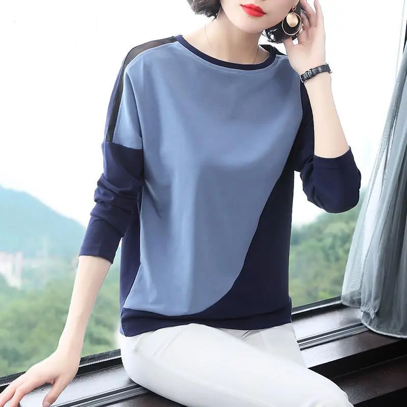 Two Color Long Sleeve T-Shirt for Women Red Black