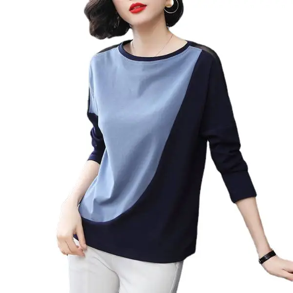 Two Color Long Sleeve T-Shirt for Women Red Black