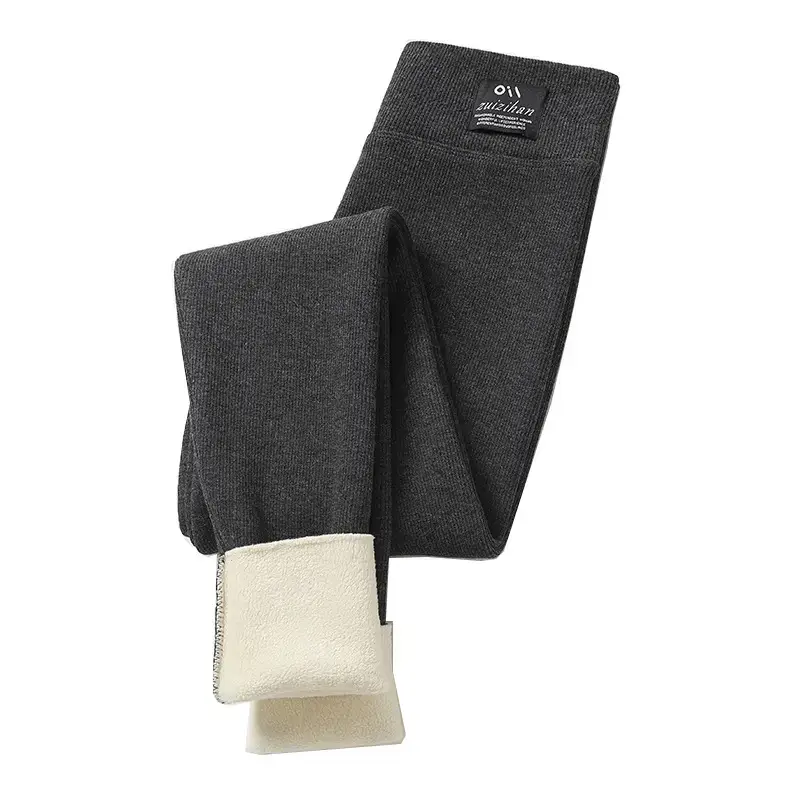 Women Grey Lamb Fleece Leggings Winter Warm Outerwear - Image 10