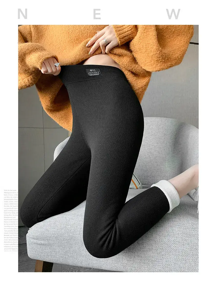 Women Grey Lamb Fleece Leggings Winter Warm Outerwear — feature 16
