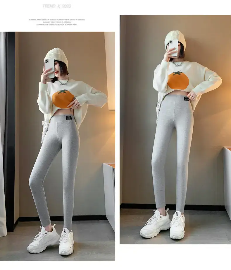 Women Grey Lamb Fleece Leggings Winter Warm Outerwear — feature 19