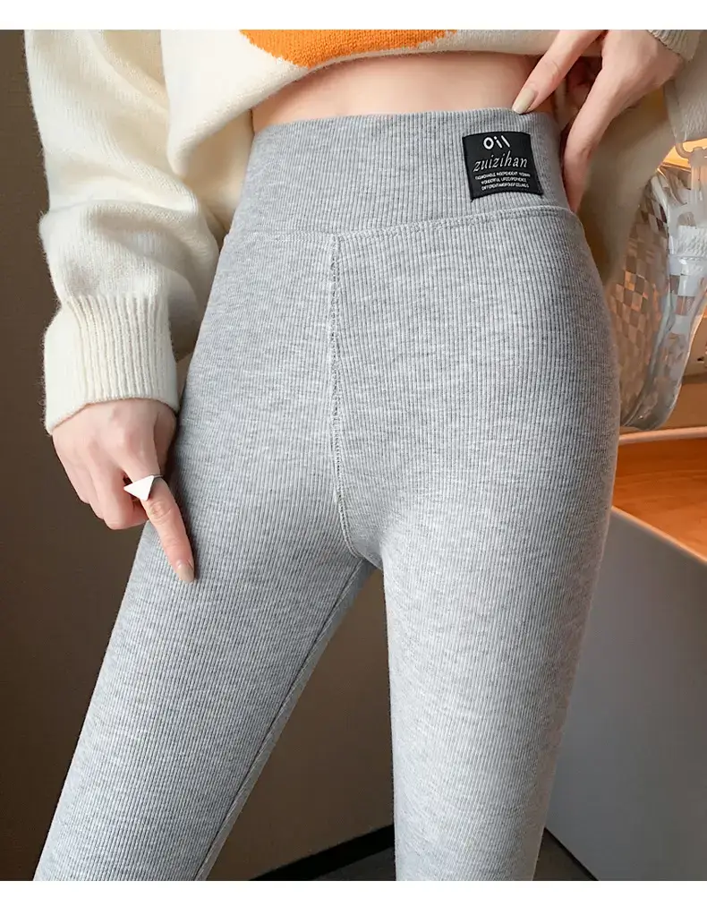 Women Grey Lamb Fleece Leggings Winter Warm Outerwear — feature 20