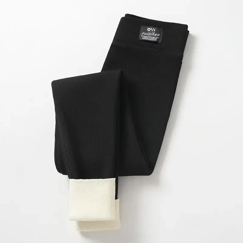Women Grey Lamb Fleece Leggings Winter Warm Outerwear - Image 4