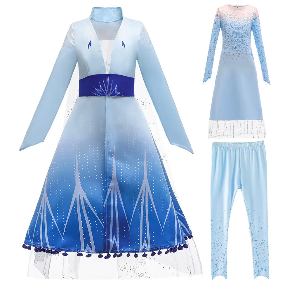 Light Blue Princess Long Dress for Girls Cosplay Wear