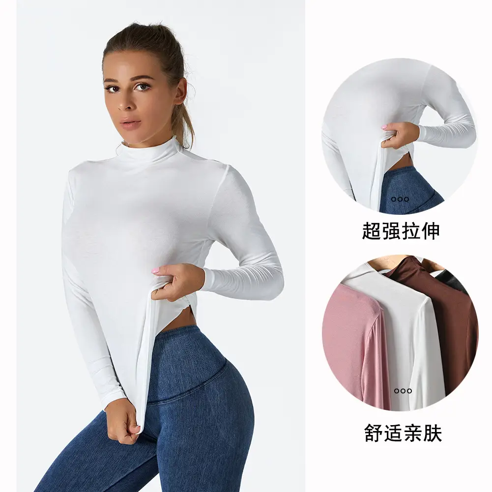 Women's Black Long Sleeve Turtleneck Shirt with Elastic Waist - Image 5