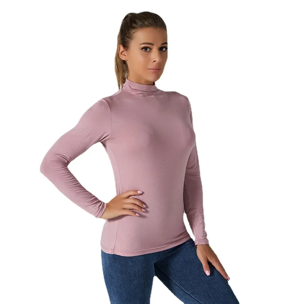 Women's Black Long Sleeve Turtleneck Shirt with Elastic Waist - Image 8