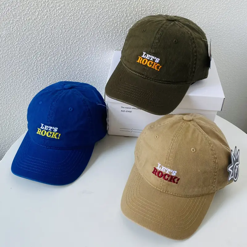 Japanese Embroidered Baseball Cap Blue for Men Women
