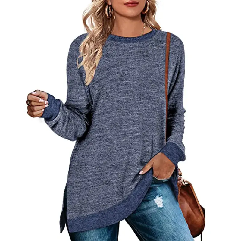 Green Long Sleeve Round Neck T-Shirt for Women