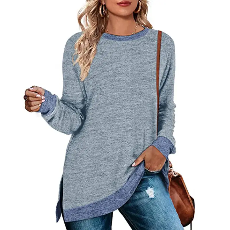 Green Long Sleeve Round Neck T-Shirt for Women