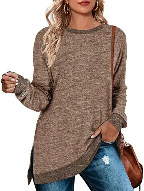 Green Long Sleeve Round Neck T-Shirt for Women