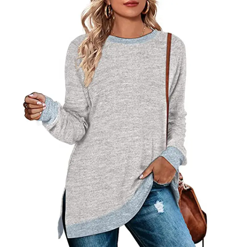 Green Long Sleeve Round Neck T-Shirt for Women
