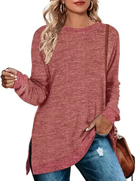 Green Long Sleeve Round Neck T-Shirt for Women