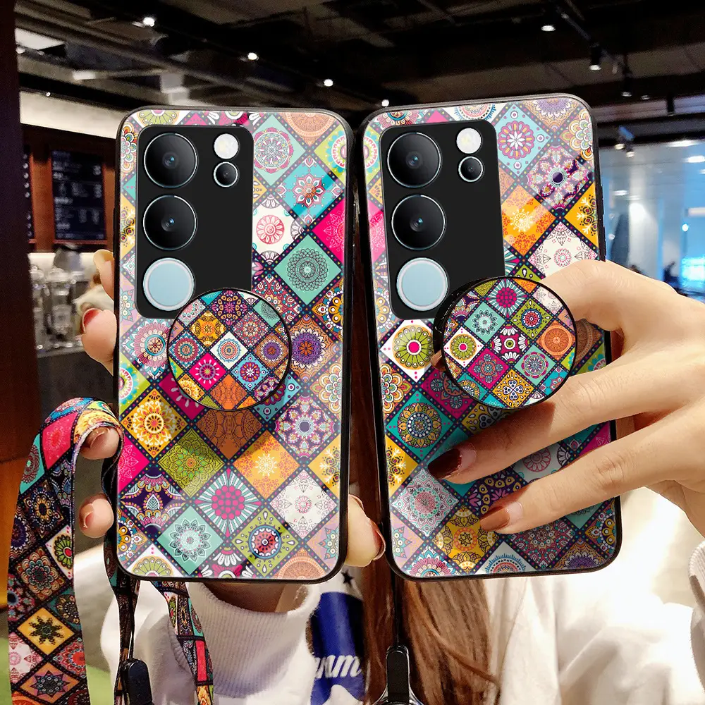 Vivo V60 Mobile Case Diamond Pattern Glass Stand Y400Pro - Image 4