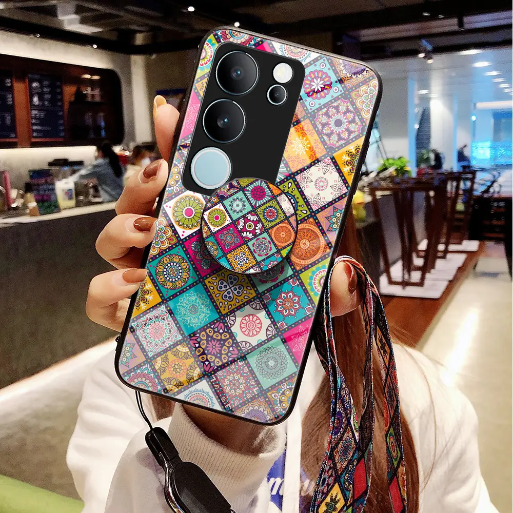 Vivo V60 Mobile Case Diamond Pattern Glass Stand Y400Pro - Image 6