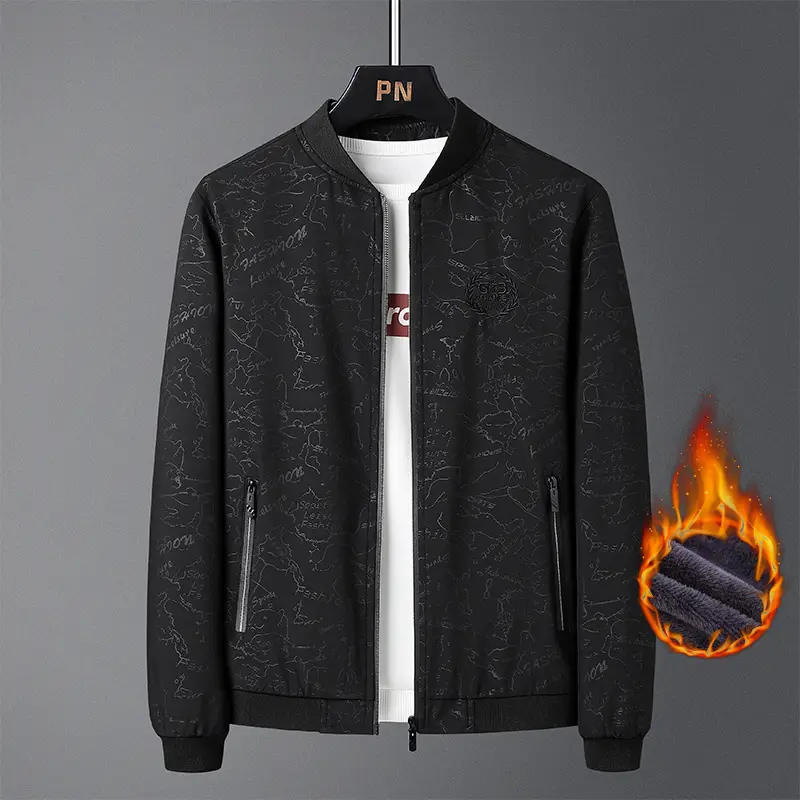 Men's Fleece Lined Jacket Black Fleece Plus Size - Image 7