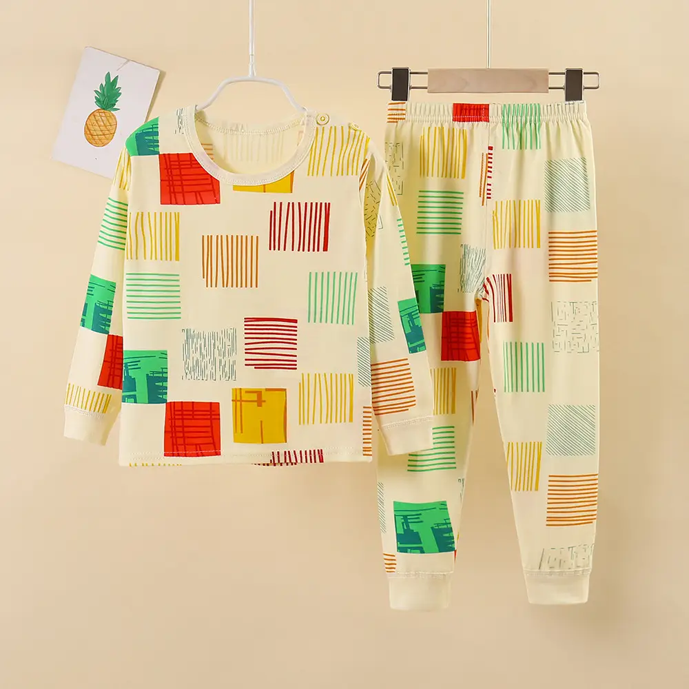Baby Cotton Pajamas Set Yellow Blue Snowman Print - Image 11