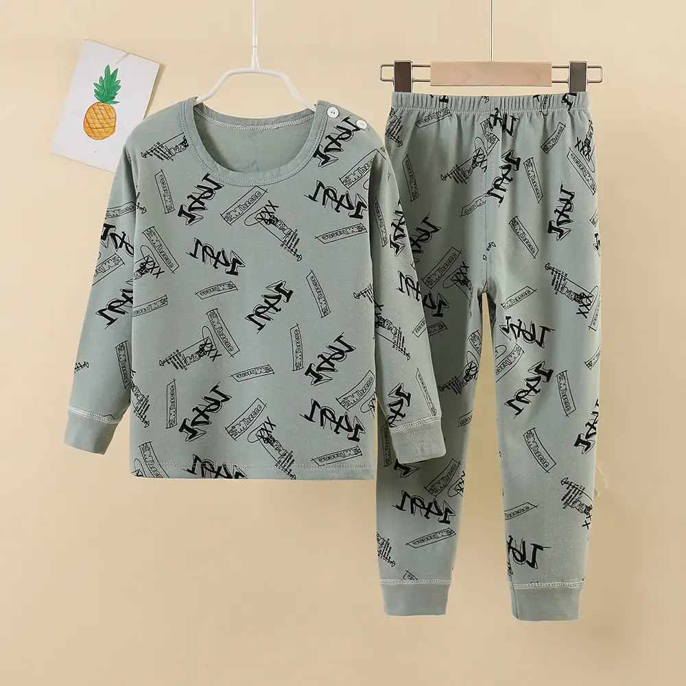 Baby Cotton Pajamas Set Yellow Blue Snowman Print - Image 13