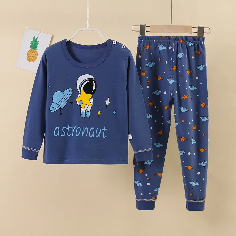 Baby Cotton Pajamas Set Yellow Blue Snowman Print - Image 14