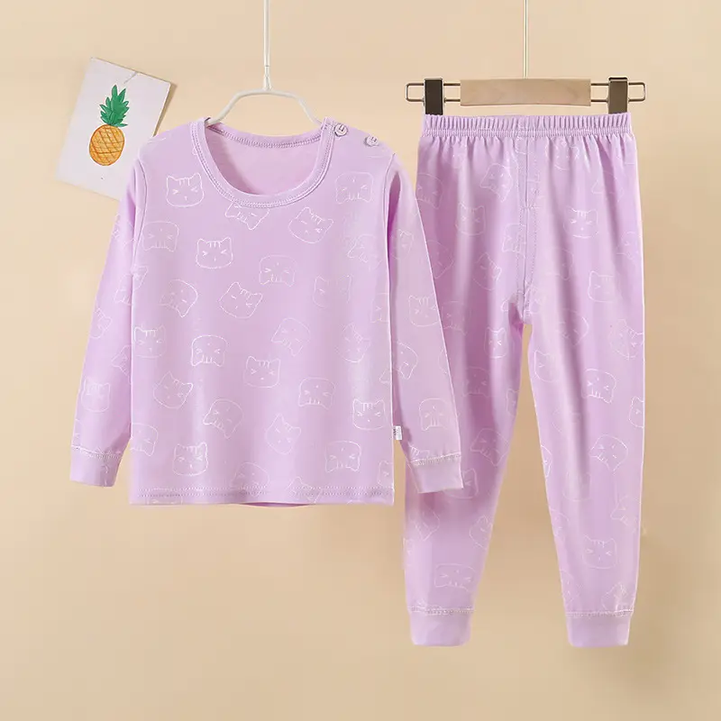 Baby Cotton Pajamas Set Yellow Blue Snowman Print - Image 5
