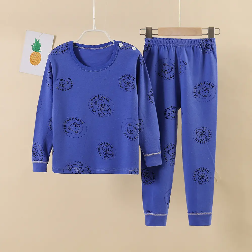 Baby Cotton Pajamas Set Yellow Blue Snowman Print - Image 6
