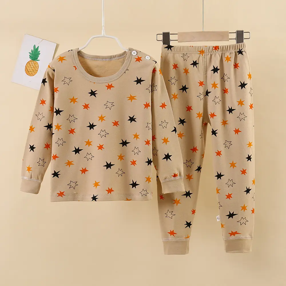 Baby Cotton Pajamas Set Yellow Blue Snowman Print - Image 8