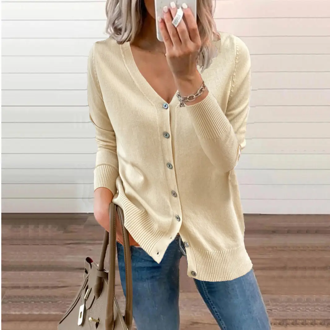 Blue Button Knitwear Cardigan for Women Autumn Winter - Image 12