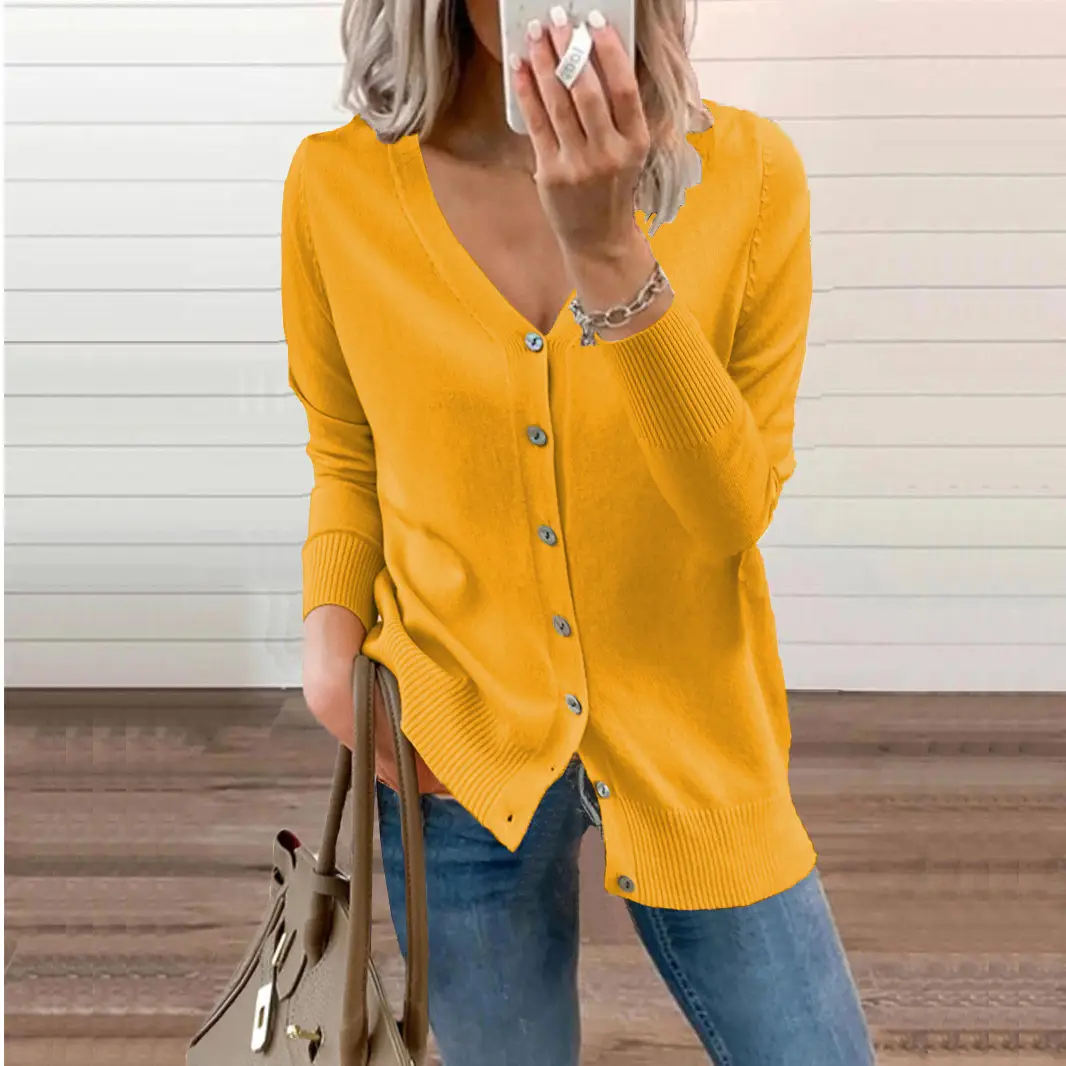 Blue Button Knitwear Cardigan for Women Autumn Winter - Image 3