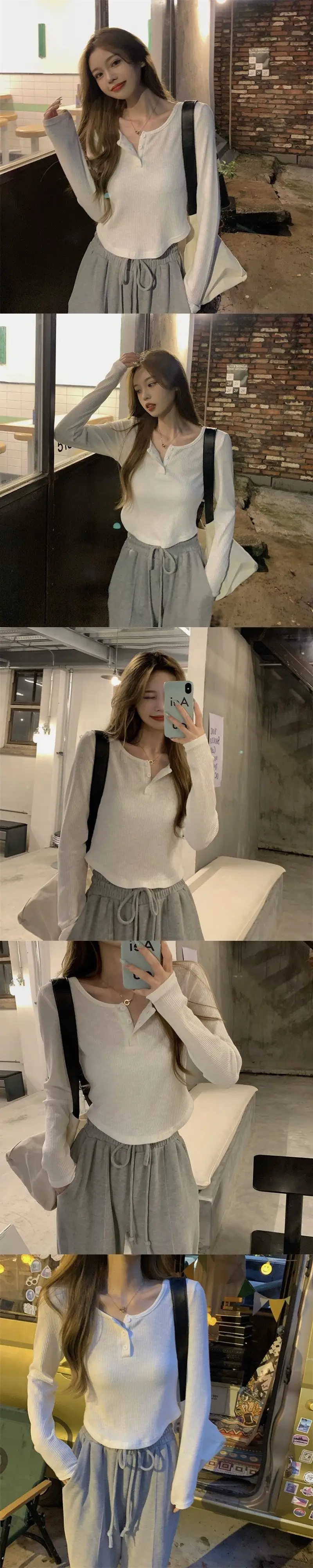 Women Pink V-Neck Long Sleeve T-Shirt — feature 6