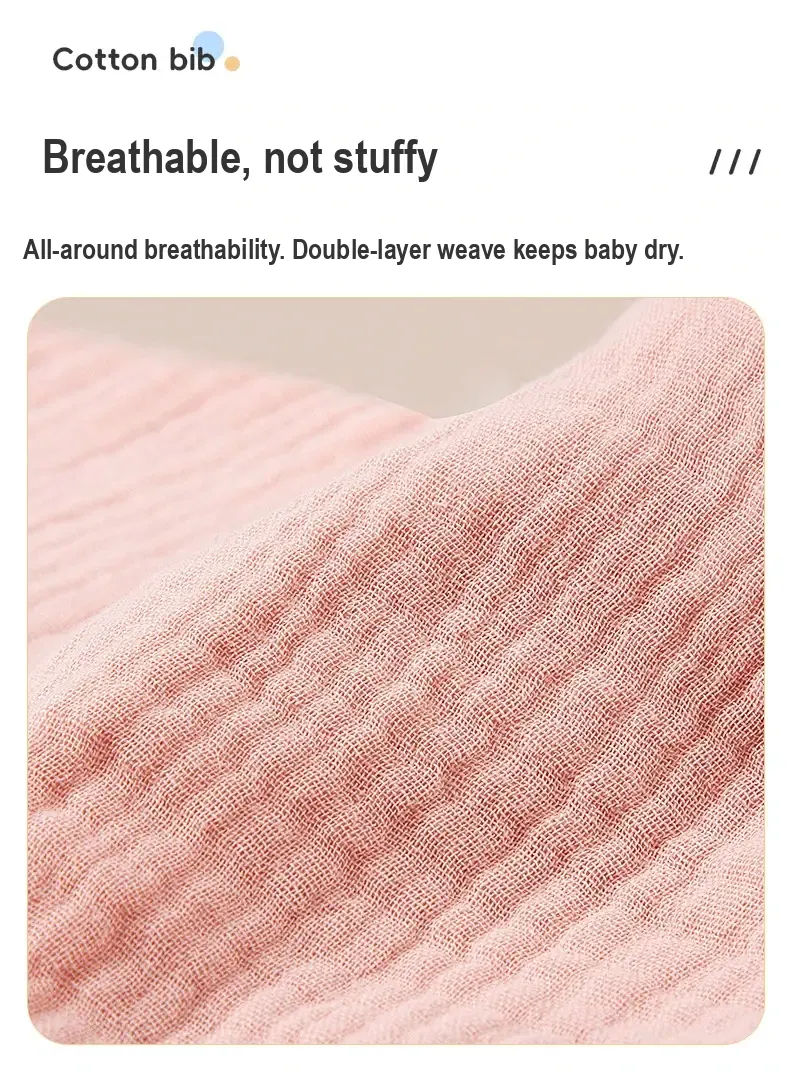 Close-up of the textured gauze fabric.