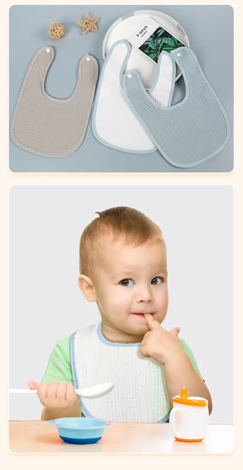 Cotton 4-Layer Baby Bib Slipper Towel Cream — feature 35