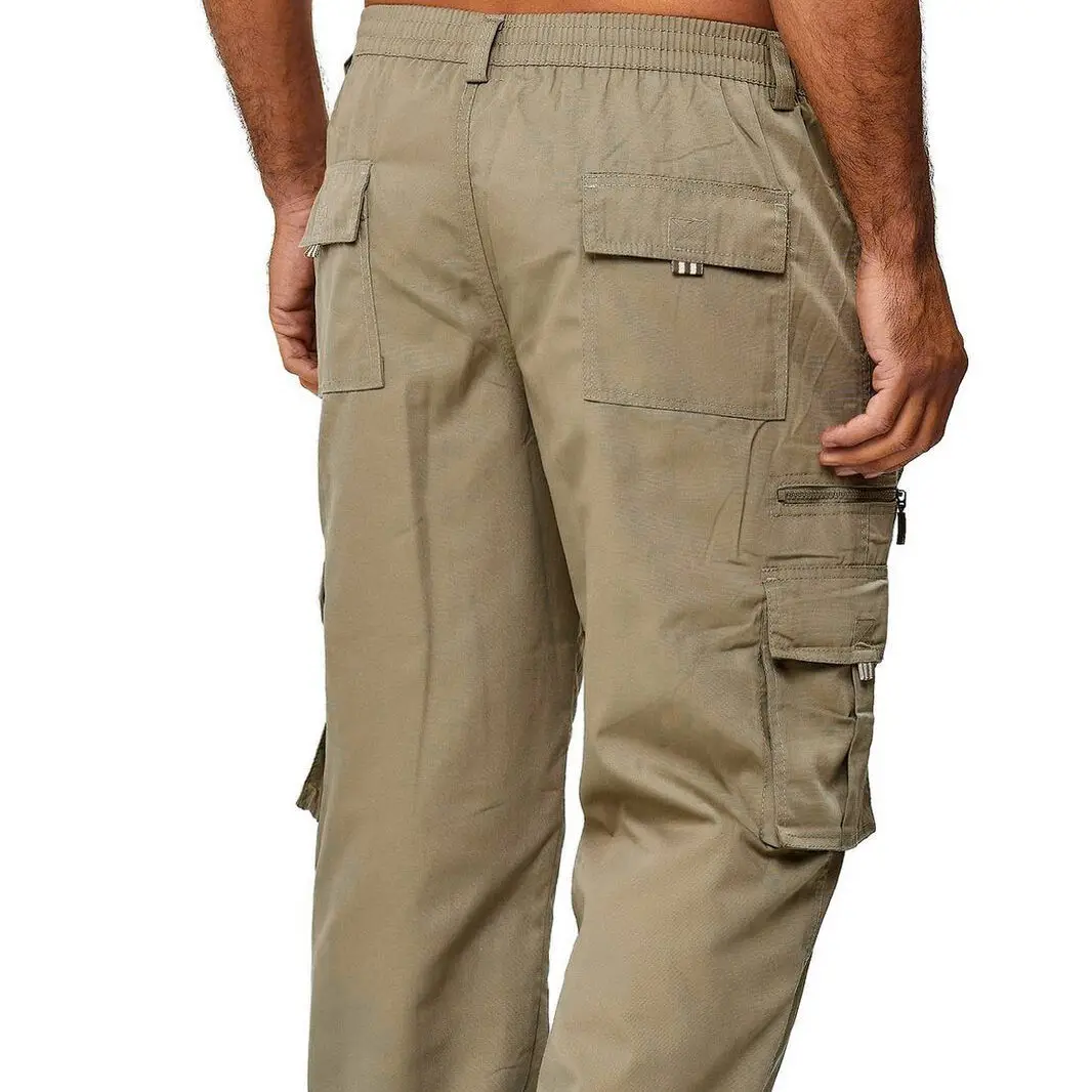 Men's Multi-Flap Pocket Cargo Pants Olive Kamezon - Image 6