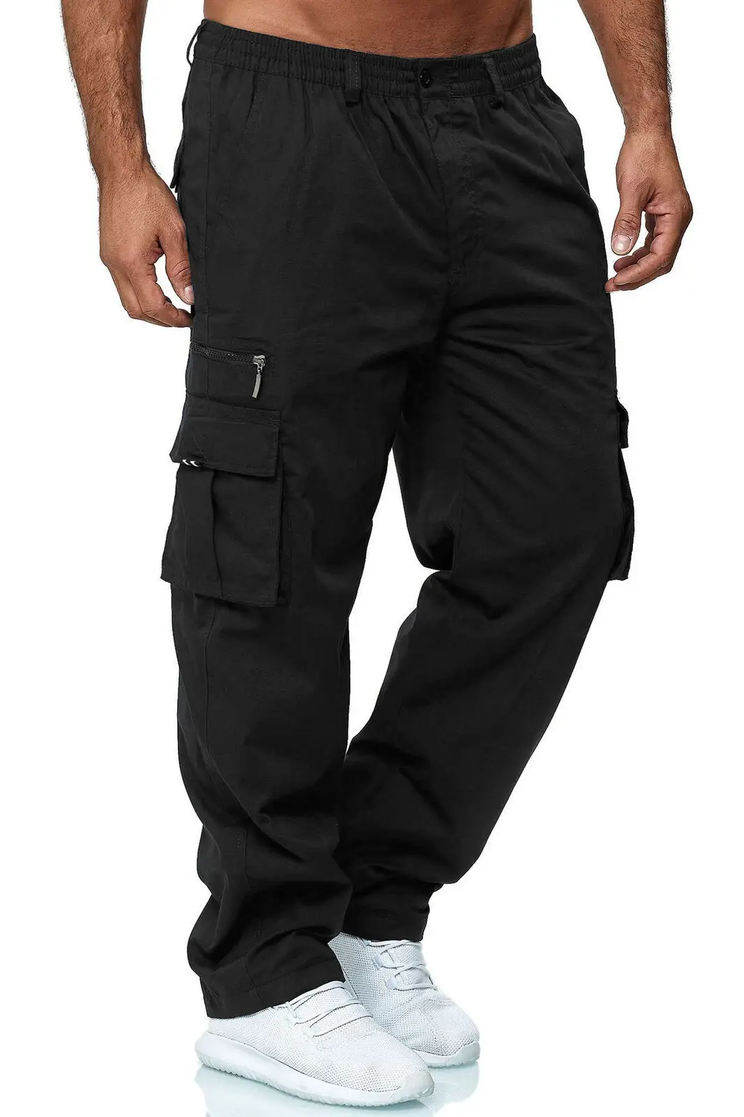 Men's Multi-Flap Pocket Cargo Pants Olive Kamezon - Image 2