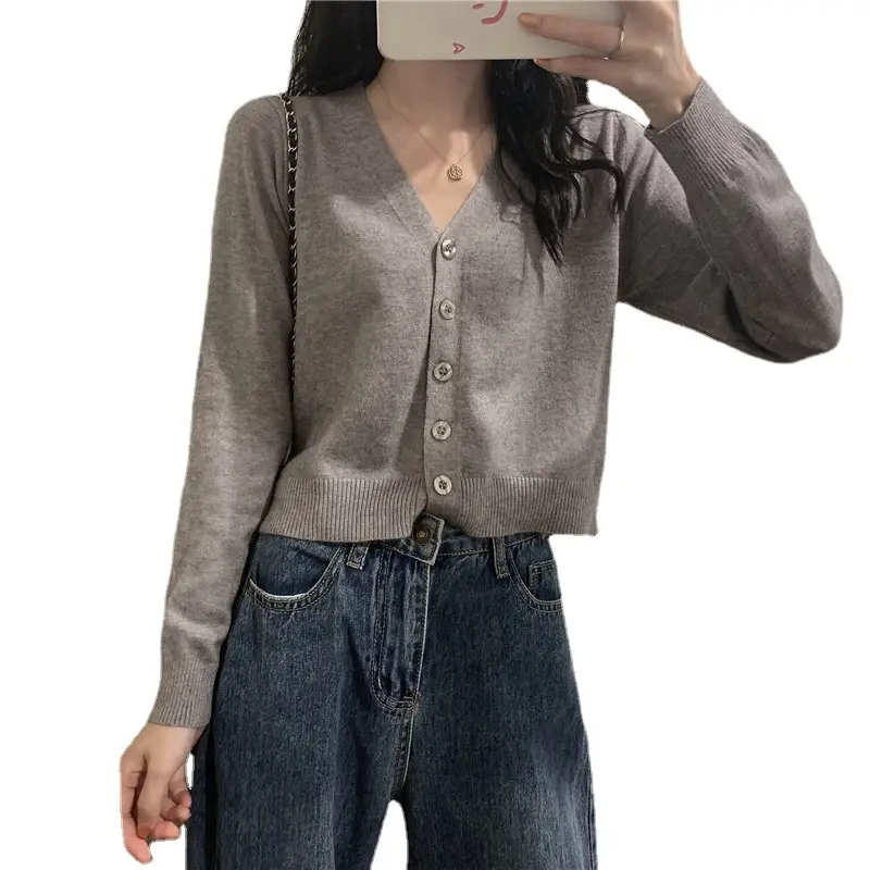 Korean Style Woolen V-Neck Cardigan Coat for Women - Image 16