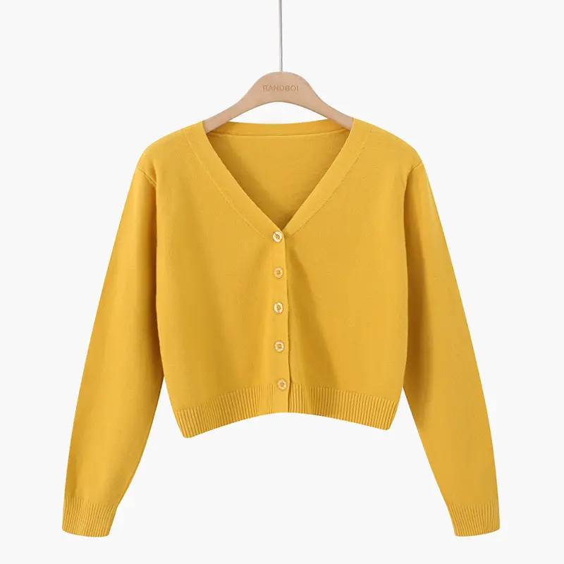 Korean Style Woolen V-Neck Cardigan Coat for Women - Image 6