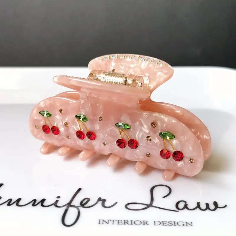 Diamond Cherry Hair Clips for Women with Rhinestone Shark Design - Image 2