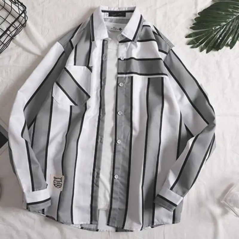 Men's Blue Plaid Korean Style Shirt 2025 Spring — feature 13