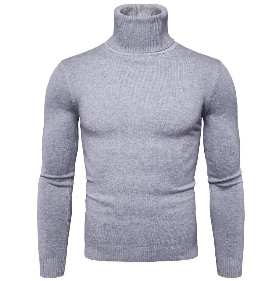 Men's Dark Blue Korean Turtleneck Sweater Slim Fit - Image 18